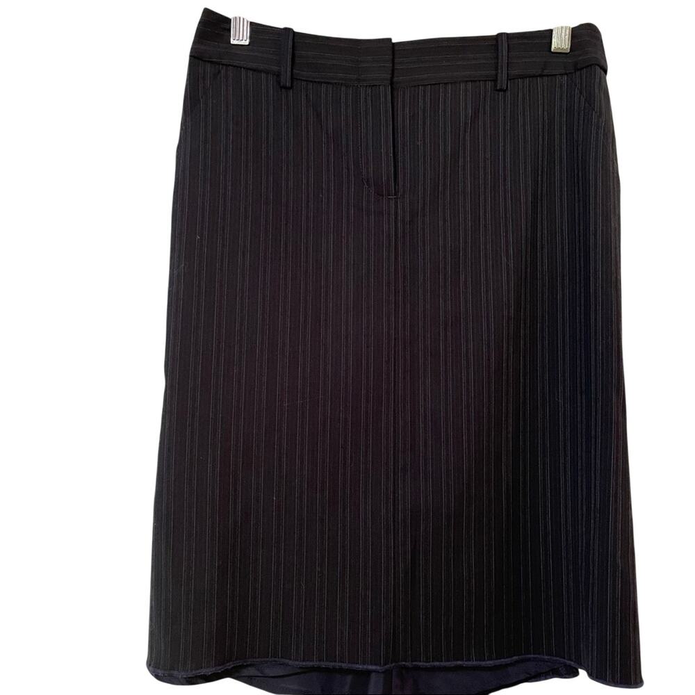 BCBGMAXAZRIA Navy Blue Pin Stripe Pencil Skirt Womens M Dark Academia Work